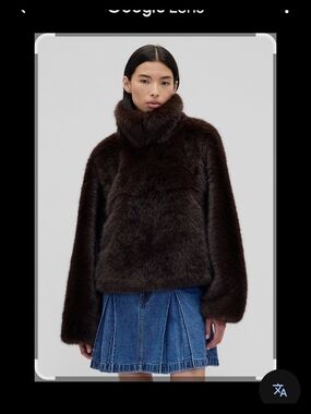Sandy Liang Dark Brown Faux Fur Jacket
